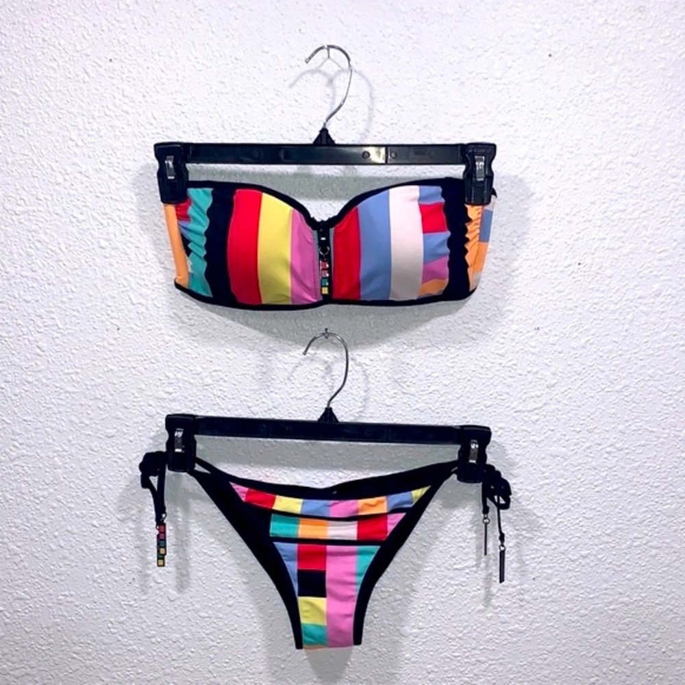 Seafolly Color Rainbow Block 2 Piece Bikini Swimsuit Size 12